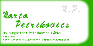 marta petrikovics business card
