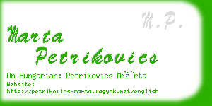 marta petrikovics business card